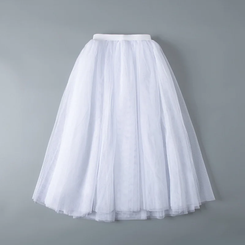 High Quality 3 Layers Children Kids Girls Practice Wear White Soft Ballet Tulle Skirts Women Adult Half Long Dance Tutu Skirt
