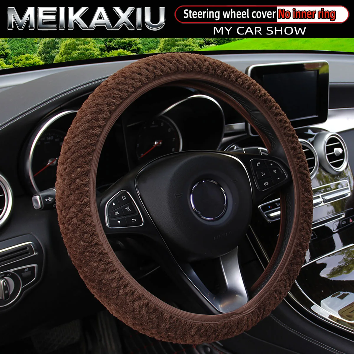 Women's Winter Plush Steering Wheel Cover Image 6