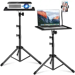 Support de projecteur, trépied pour ordinateur Portable, hauteur réglable de 17.7 à 47.2 pouces avec support de téléphone à col de cygne, support de projecteur Portable 