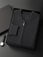 High Quality Men's 100% Cashmere Sweater Autumn Winter Thick Zippers Cardigan Casual Style Jacket Soft Warm Cashmere Knitwear 2