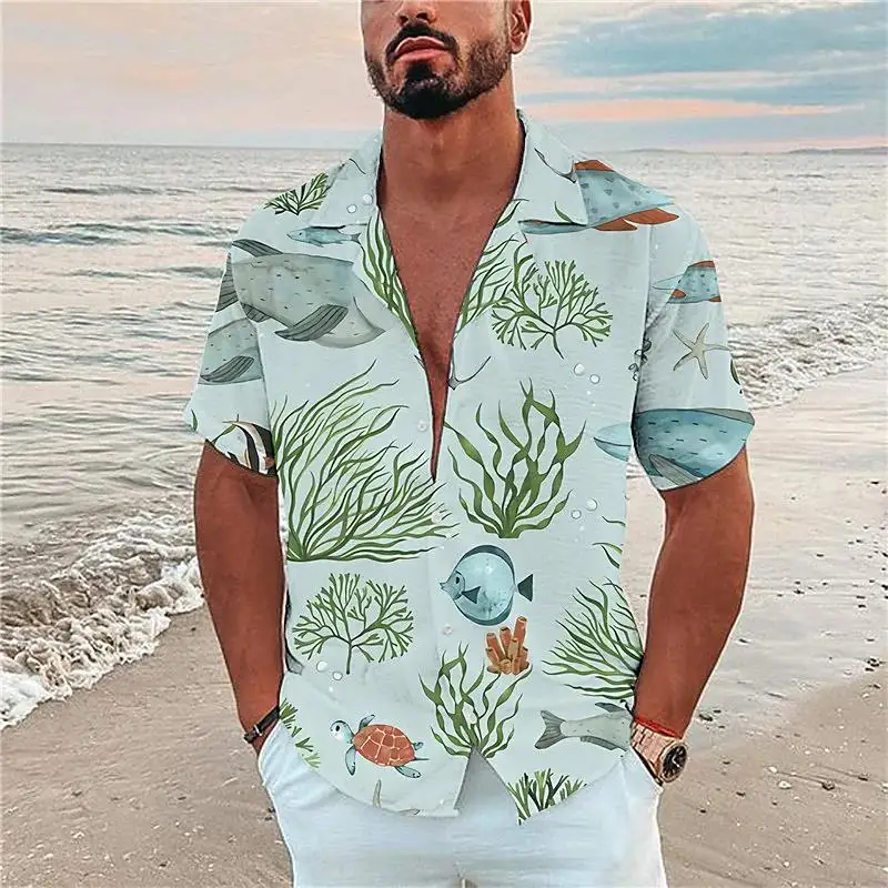 Cool Hawaiian Men Shirt Maple leaves Painting Beach Vacation Style Short  Sleeve Button Down Summer Shirts Plus Size - AliExpress