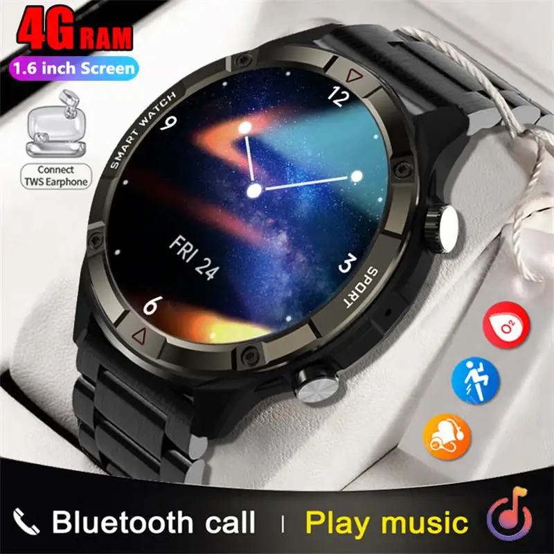 

2023 Smart Watch For Men 4G Memory 450mAh Fitness Sport Watches IP67 Waterproof Bluetooth Call Smartwatch 1.6-Inch For Samsung