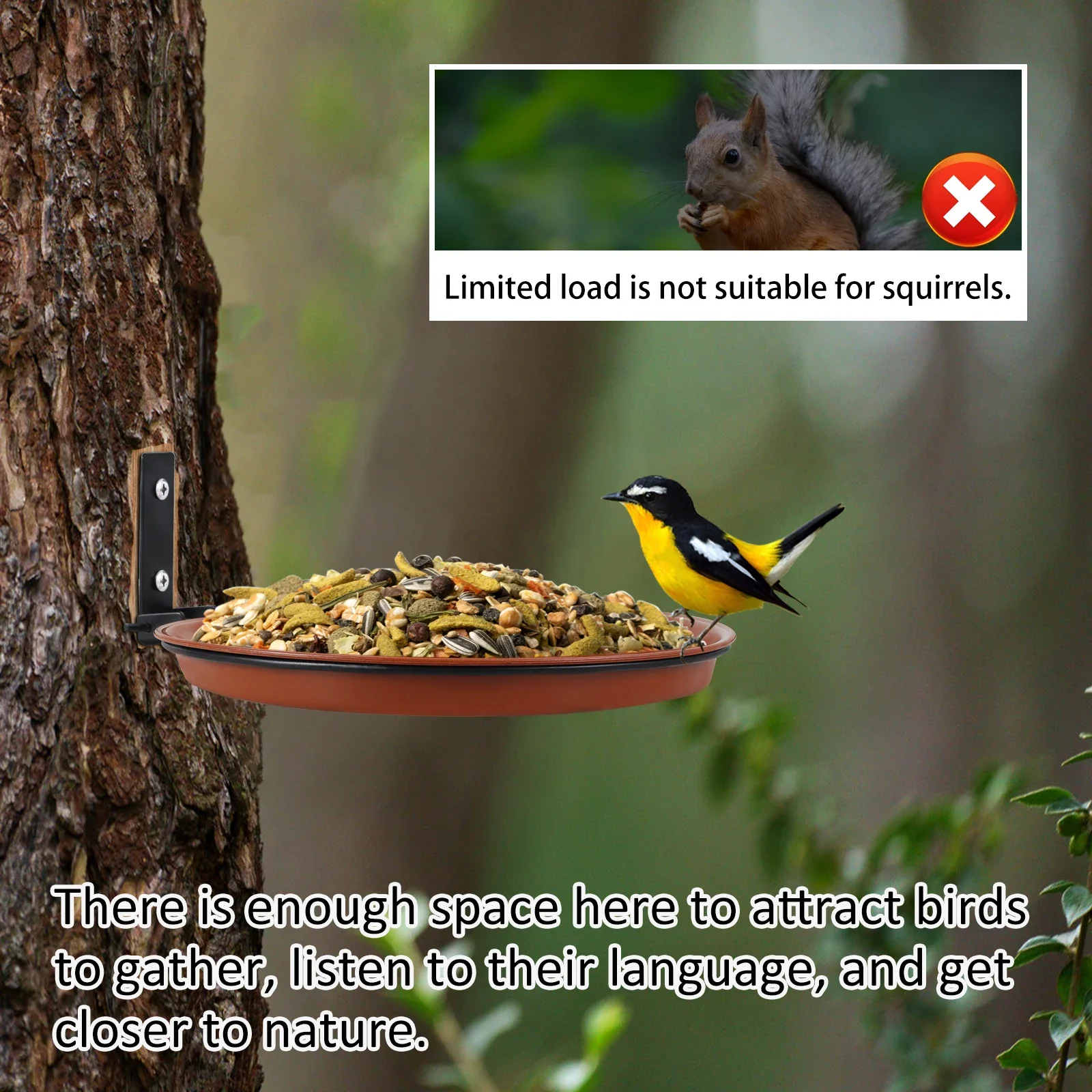 3Pcs Bird Feeding Trays Wall Hanging Tree Mounted Bird Bath Spa Foldable Multifunctional Feeders for Garden Balcony Railing