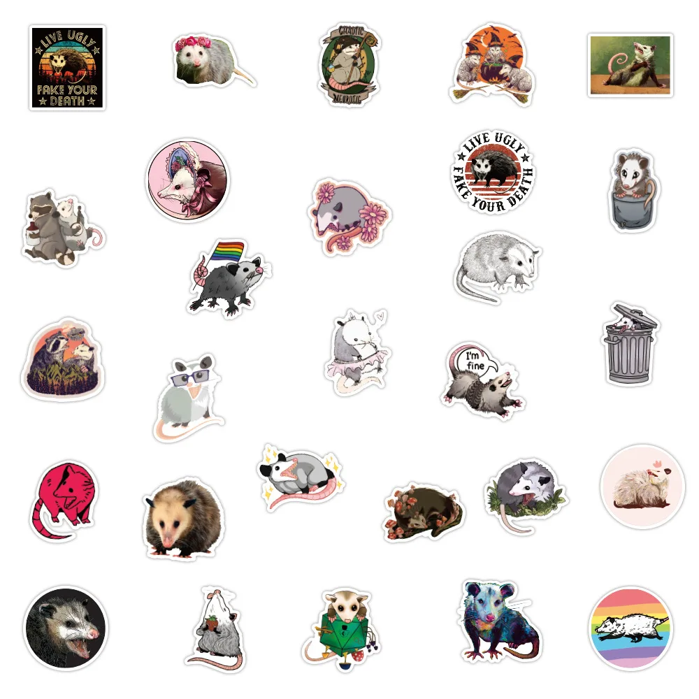 10/30/50pcs Opossum Cartoon Graffiti Stickers Scrapbook Animal Kids Toys arte estetica Laptop adesivi decalcomanie fai da te impermeabili