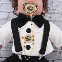 Luxury Pacifier Holder With Crown Baby Shower Gift BPA Free Silicone Pacifier Gold Bling Newborn Dummy Soother Chupetes 2