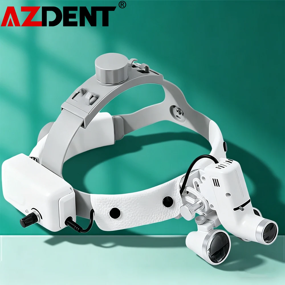 Azdent Dental Surgical LED Headlight Headband Binocular Loupes Brightness Spot Ajustable Headlamp Lab Head Light Lamp Dentistry