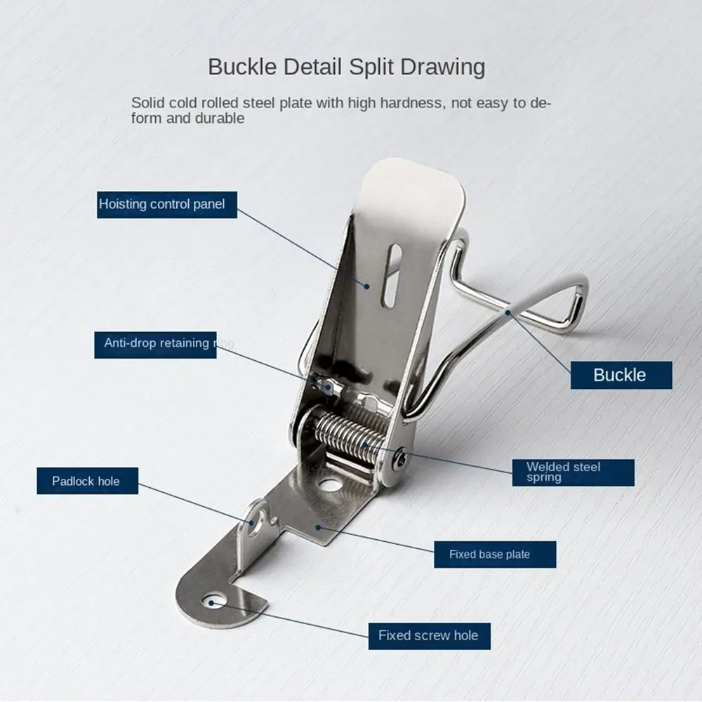 Description Picture 6 of itemToggle Latch Catch Stainless Steel Duckbill Spring Buckle Toolbox Lock Cabinet Boxes Handle Toggle Lock Clamp Hasp