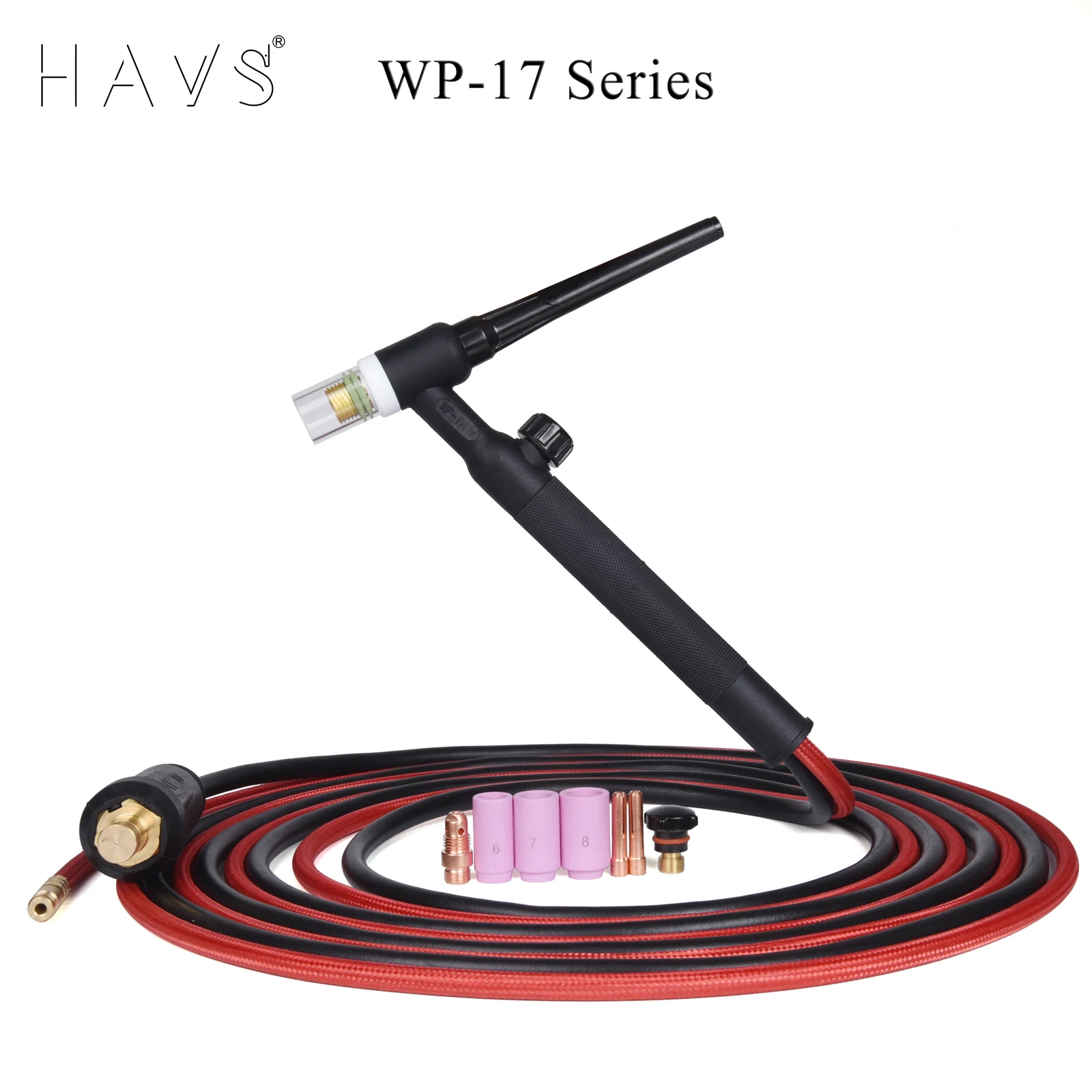 

4M WP17FV TIG Welding Torch Flexible Head Gas Valve Separated Type w/Quick Connect 10-25/35-50 Connector 13FT Air Cooled