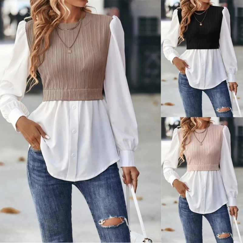 

Women's Tshirt Long Sleeve Neck T-Shirts Casual Loose T-Shirt Spring Autumn Fashion Tees Shirt Blouses Tops Dropship