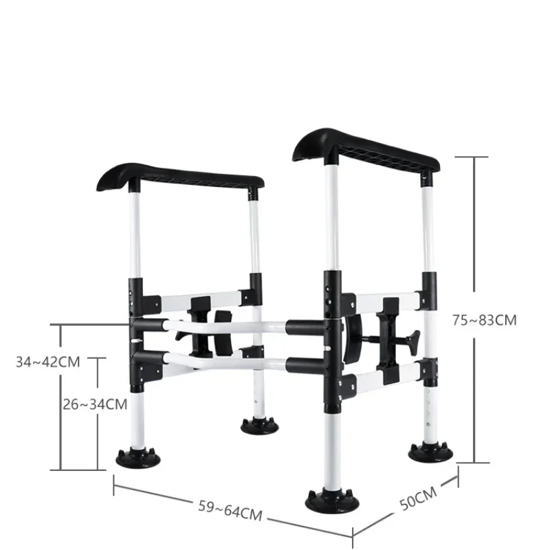 Elderly Toilet Seat with Handrails - Punch-Free Safety Bracket, Power-Assisted Up Railings, Strong Load Bearing for Stability 6