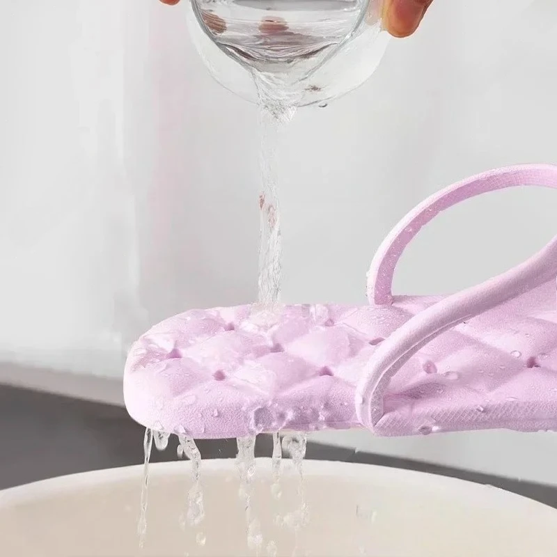 New Travel Portable Folding Slippers for Men Women Solid Color Lightweight Nonslip Flip-Flops Removable Soft Home Slippers