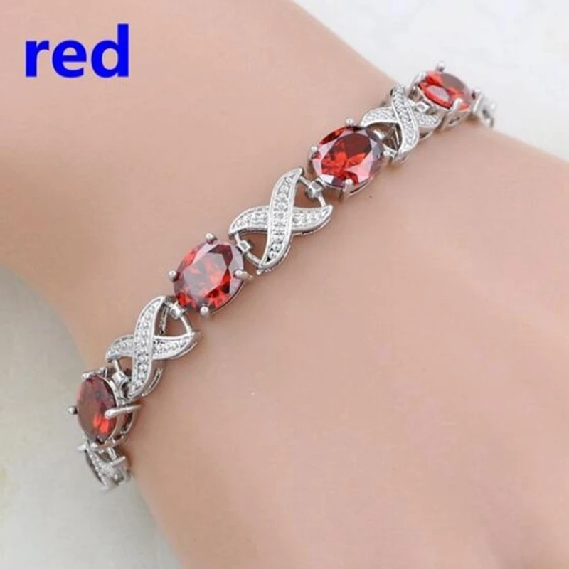 Elegant Green Oval Crystal Crosslink Bracelet Luxury Fashion Accessories Women's Tennis Bracelet Wedding Party Evening Jewelry crystal bracelet