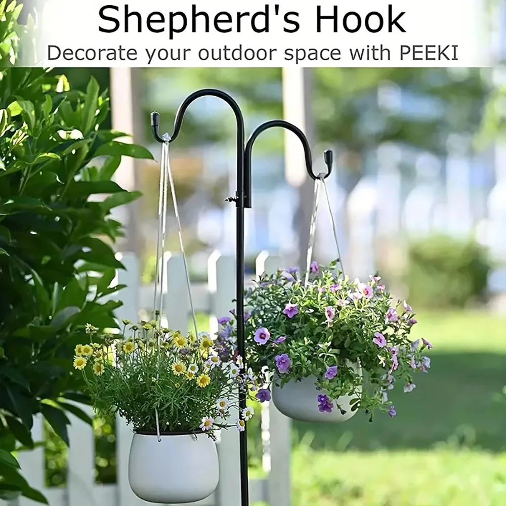 Shepherd's Hook Garden Ground Plant Stand Lantern Stake Flower Basket Hanging Basket Wall Hanging Flower Pot Holder Hanger 1pcs plant stakes