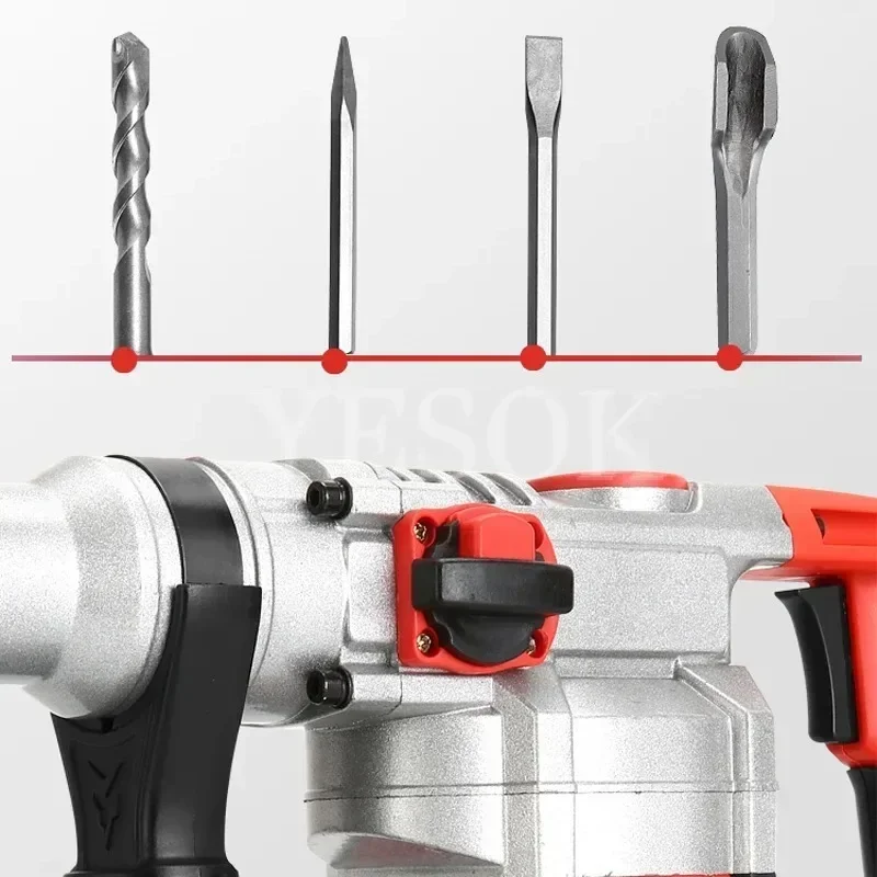 220V Rotary Hammer Impact Drill Set 2200W Multi-Function Electric Hammer，Drill，Electric Pick 4 IN 1 Electric Concrete Perforator 5