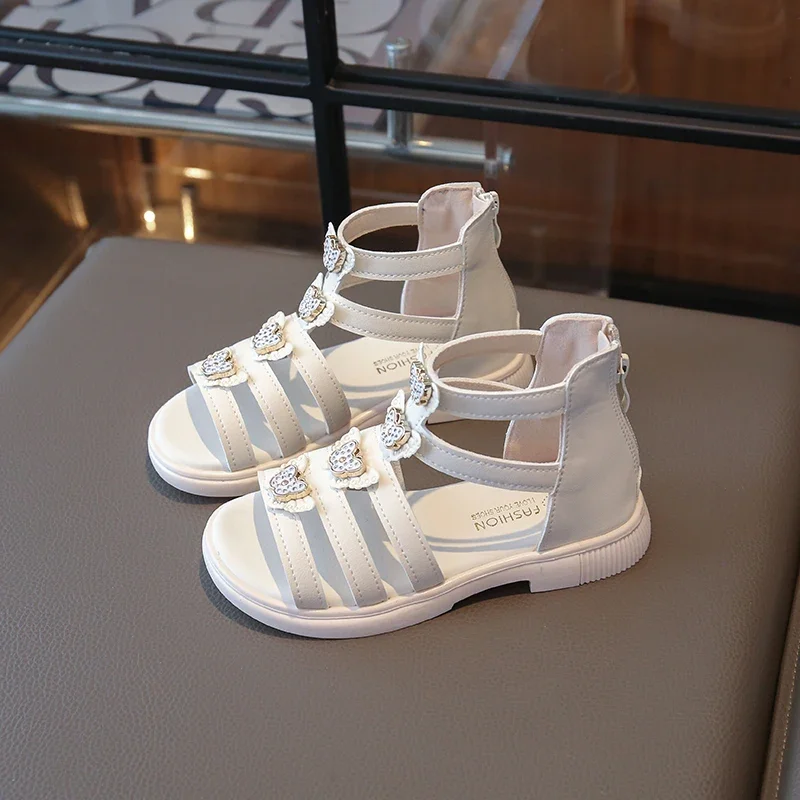 Black Beige Kids Summer Sandals Non Slip Open Toe