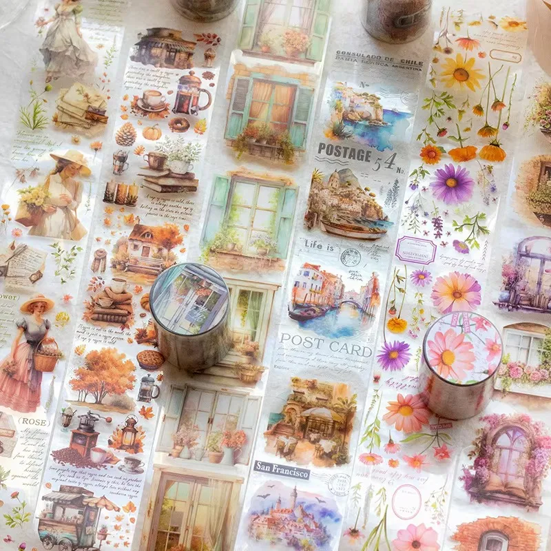 2m Roll PET Tape Time River Series French Romantic Handnet Decoration Material Recycling Sticker 6 Styles 3
