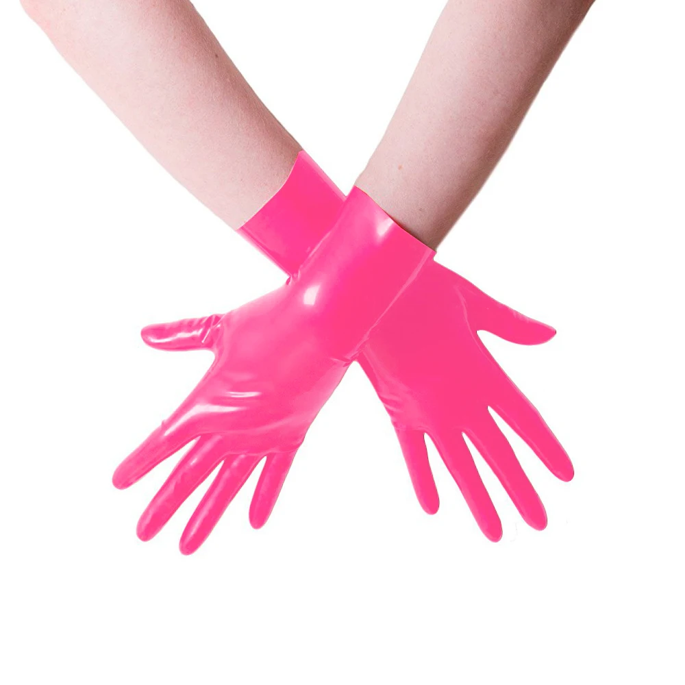 Latex Gloves Unisex Short Mittens Rubber Wrist Fetish Costume Female