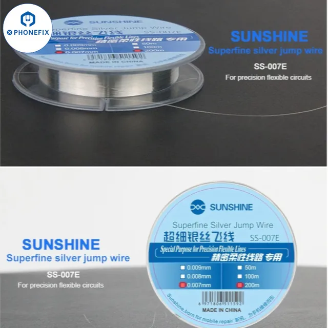 سلك جمبر فضة دقيق SUNSHINE SS-007E (سمك 0.007mm) – لإصلاح مسارات البصمة والفلاتات المقطوعة 1