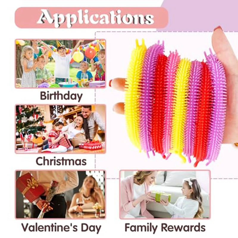 Fidget Toys 10-30PCS Unicorn Worm Noodle Fidget Toys Stretchy String Sensory Toys Stress Relief Anti Anxiety Fidget Toy for Kids Adults