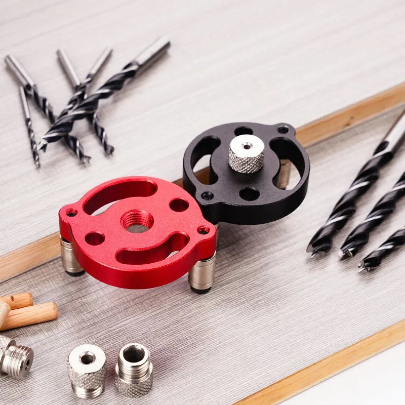 Woodworking Vertical Punch Locator - Red Positioning Tool with Stainless Steel Drill Bits (6/8/10mm) for Home Improvement