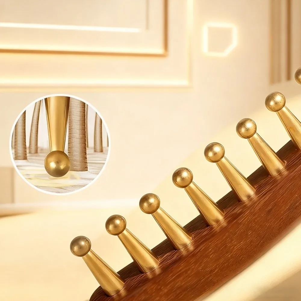 Reduce Puffiness Sandalwood Massager Comb Natural Material Skin Scraping Brass Meridian Comb Traditional Long Hair