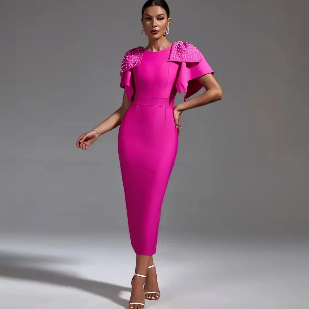 

Mignon Satian Scoop Neckline Cap Straps Prom Gown Sequins Tea-length Formal Populer Elegant Evening Party Dress for Women 2023