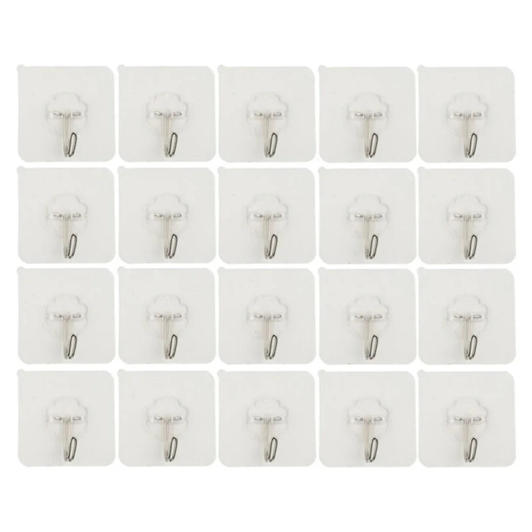 20pcs Strong Transparent Suction Cup Sucker Wall-mounted Hooks Hanger Self Adhes Hooks Seamless Wall Kitchen Bathroom Hook