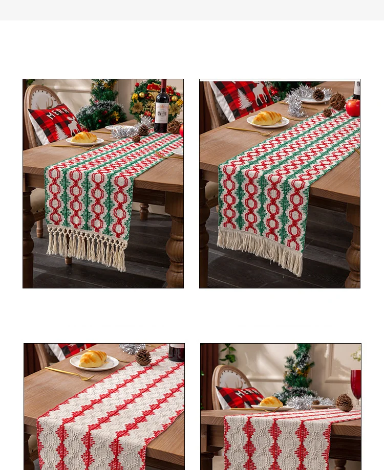 Nouveau drapeau de table tissé en coton, décoration assortie de couleur de gland, nappe longue bande, armoire à chaussures, armoire d'entrée_voghion.com