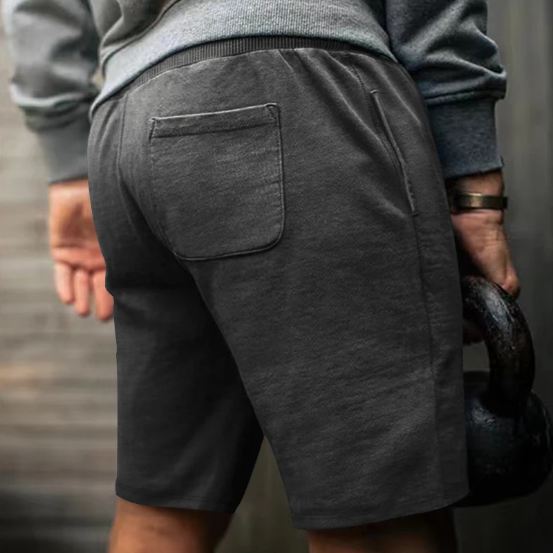 Spring summer men's leisure sports loose solid color draw rope skin straight leg quarter pants