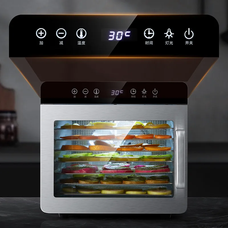 8 Layer Food dehydrator Food Dry Dryer Machine 304 Stainless Steel Air Fryer Commercial Household Pet Snacks Silver Drying