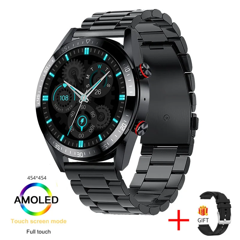 2022 New 454*454 AMOLED screen smart watch Always display the time bluetooth call local music Weather smartwatch for men Android 