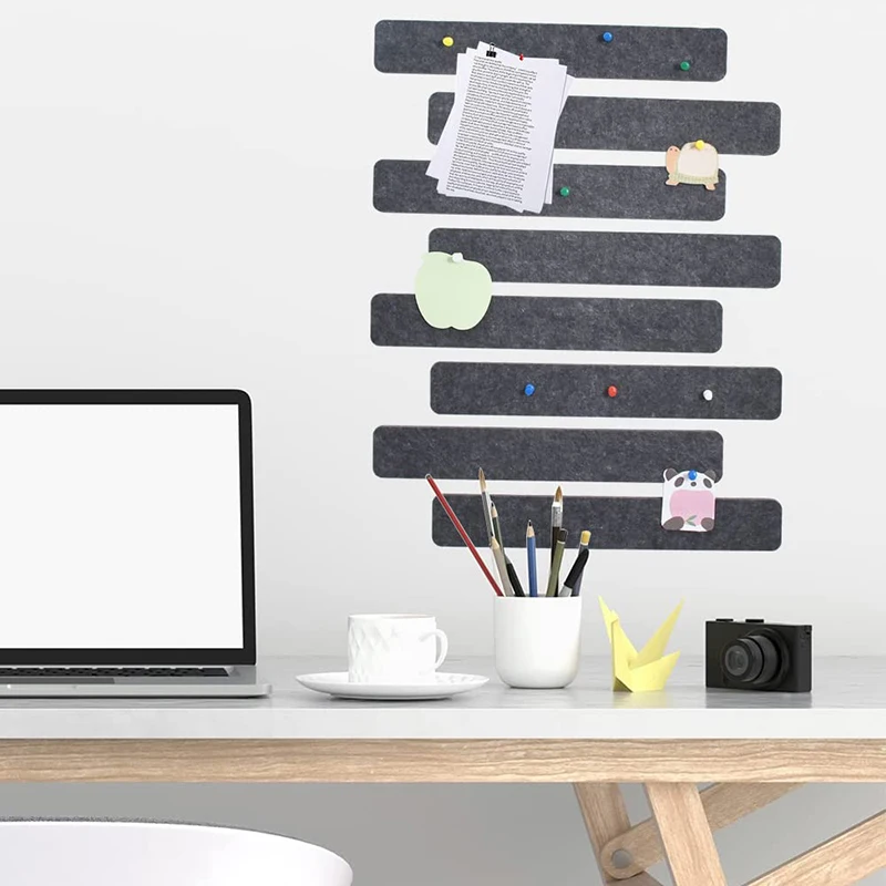 Self Adhesive Cork Board Strips 5PCS Felt Bulletin Board Self Adhesive Pin Board Message Room Wall Decor Sticky Notes Photo Display Home Office Recording Studio