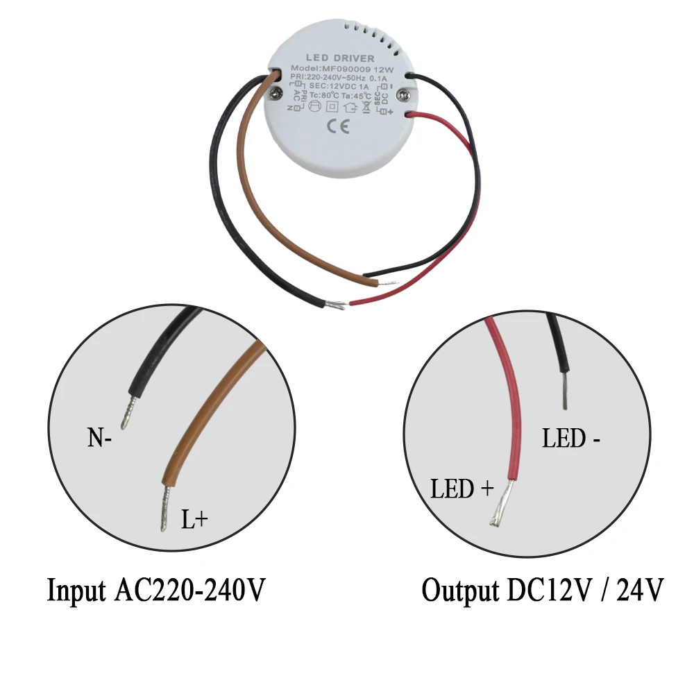 12W 15W 라운드 LED 드라이버 AC 220-240V DC 12V 24V 전원 공급 장치 어댑터 LED 스트립 램프 실내 조명에 대 한 외부 변압기