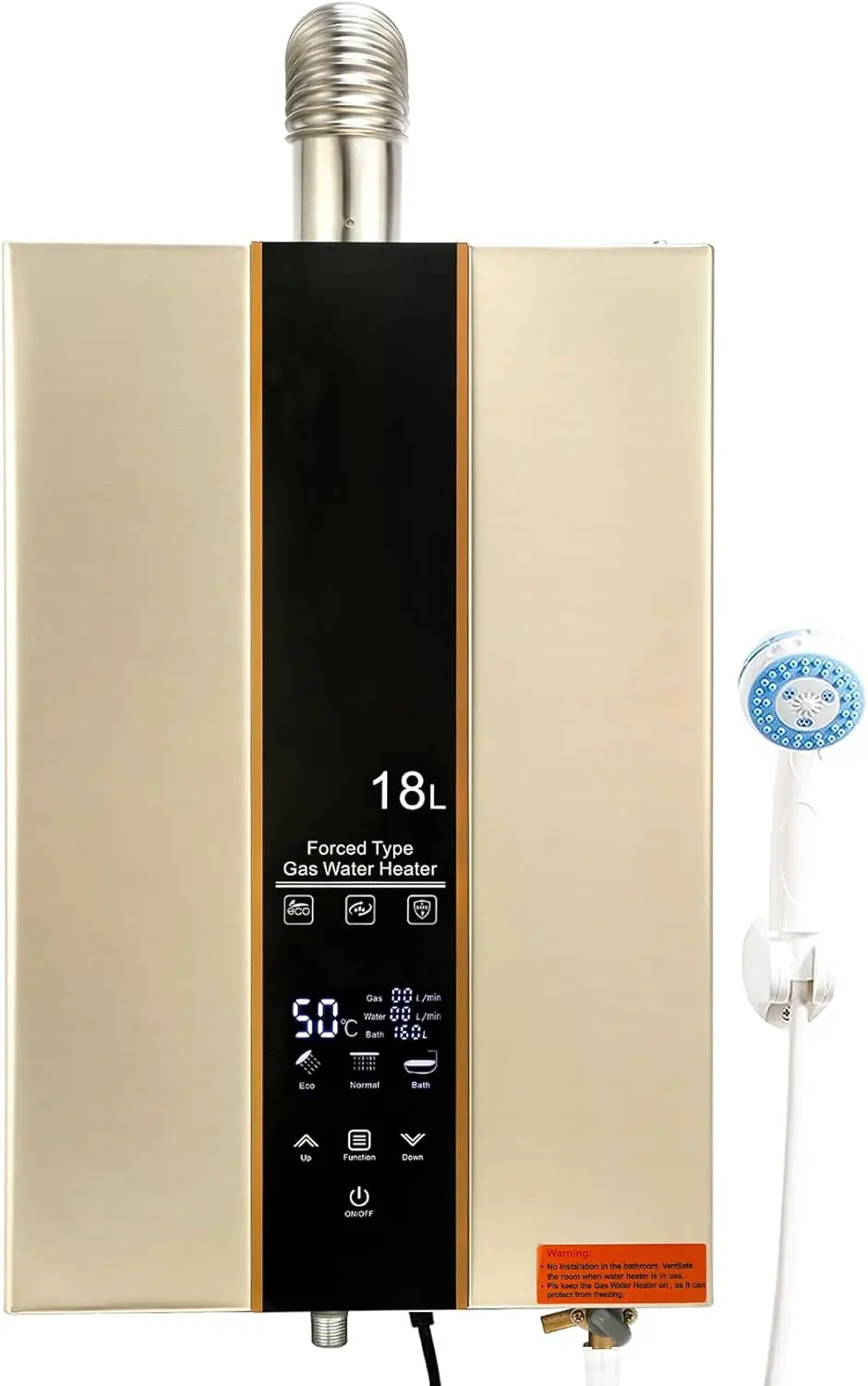 18L Tankless Water Heater Natural Gas 4.75 GPM On-Demand Instant Hot Water Heater 111000BTU with Digital Display Touch Screen