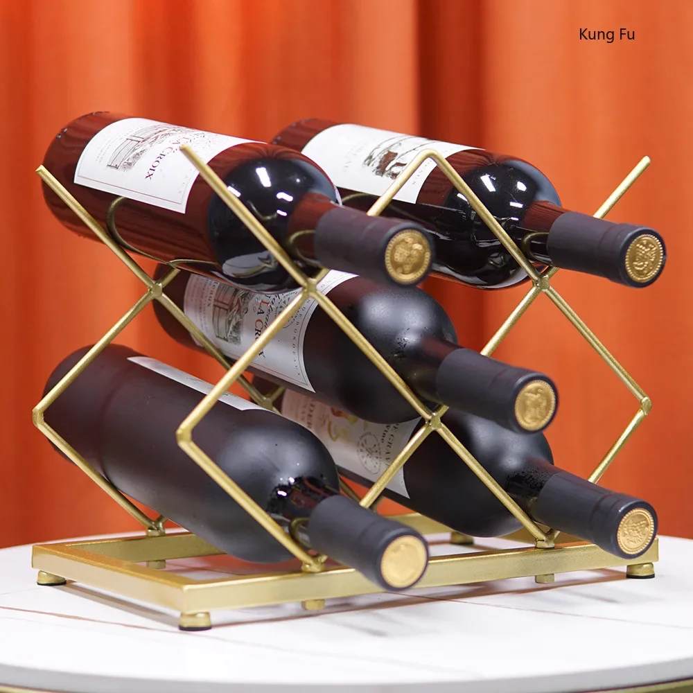 Iron Art Extraction Gold Wine Rack Home Hotel Bar Wine Storage Rack Coffee Shop Milk Tea Shop Art Design Decoration