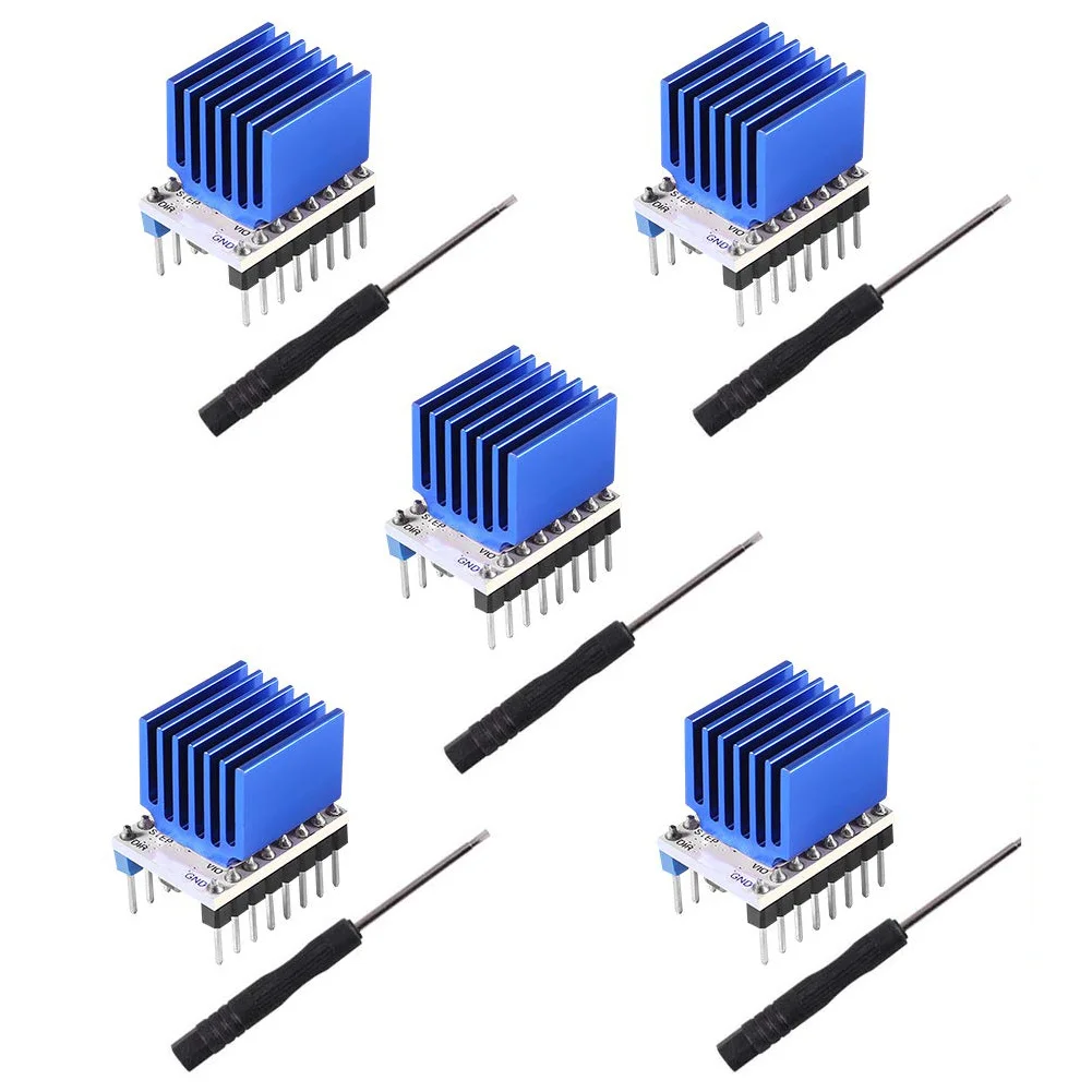 Stepper Motor Driver 5Pcs TMC2209 V3.0 for 3D Printer Reprap Ramps1.4 MKS Gen heatsink Microsteps Current 2.8A Peak
