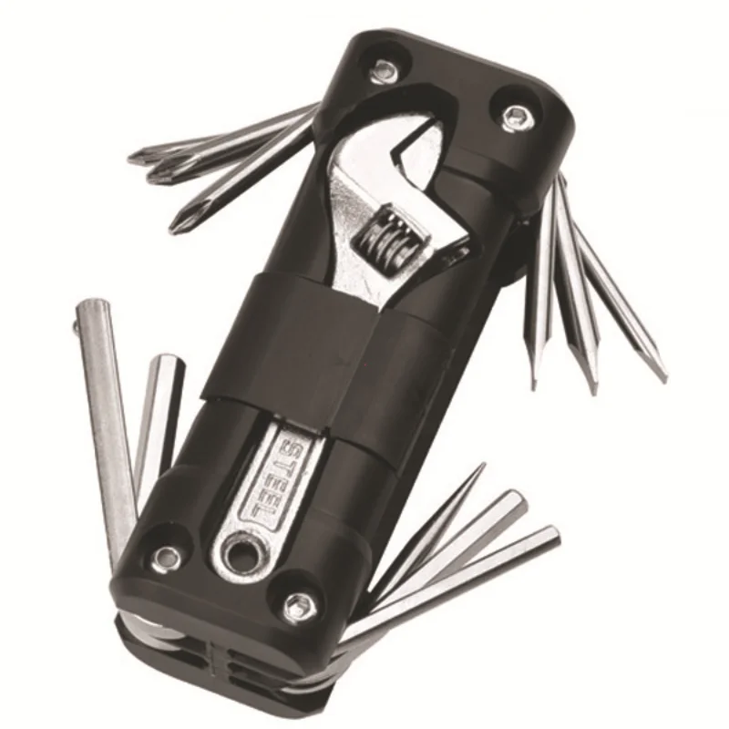 Motorcycle multitool kit full contents layout