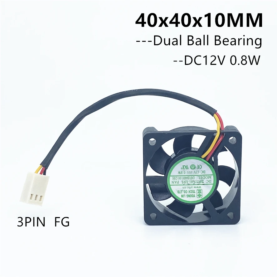 4010 40MM Dual Ball Bearing Fan DC 12V 0.8W 4CM 40x40x10mm Fan For South And North Bridge Chip 3D Print Cooling Fan 3PIN FG