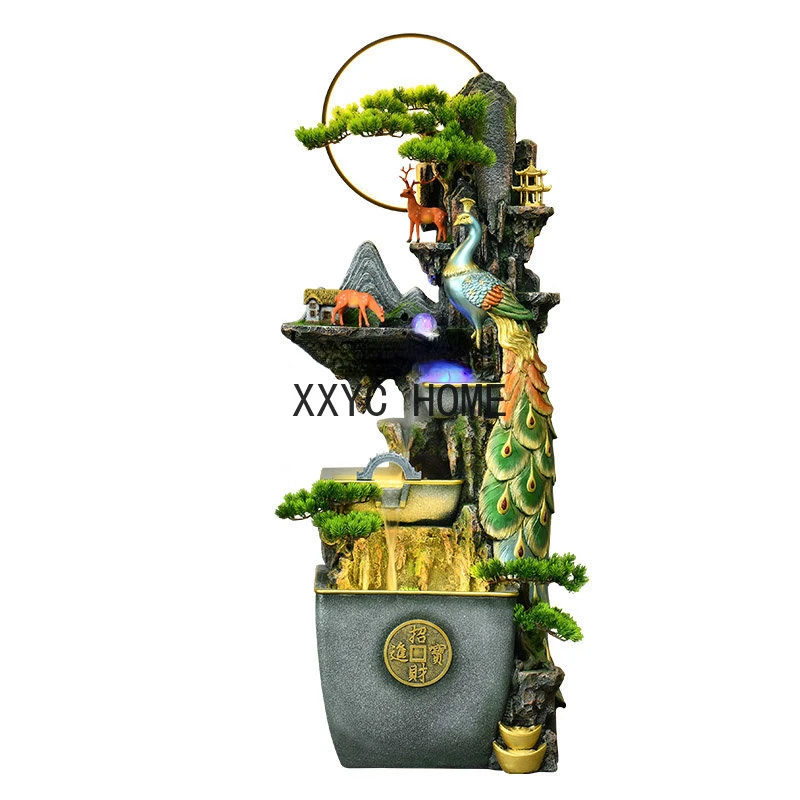 

Living Room Flowing Water Ornaments Peacock Mountain Landscape Home Furnishings Gift Office Decoration