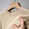 High Quality Woolen Sweater Men's 100% Pure Wool Thickened Warm Semi-turtleneck Round Neck Winter Knit Base Pullover Men's Top 1