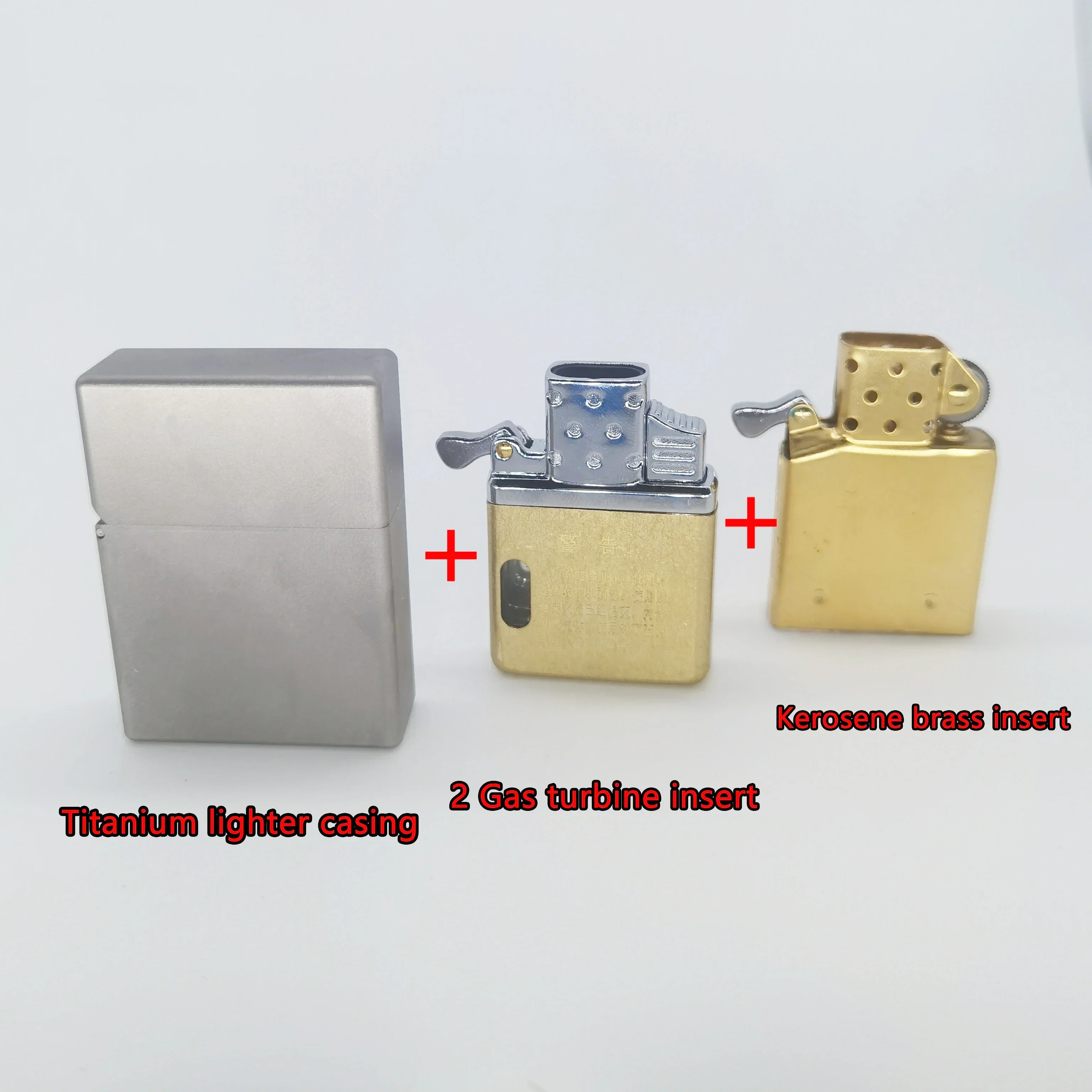 Titanium Shell Windproof and Waterproof Lighter with Brass Insert - Durable Gift