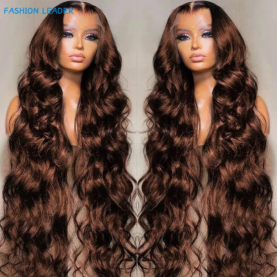 

Chocolate Brown Lace Front Human Hair Wig 13x4 Body Wave Transparent Lace Frontal Wig For Women Remy 4x4 Lace Closure Wig