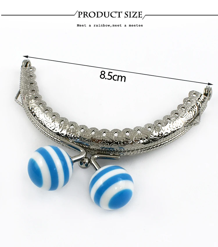 2/5/10Pcs 85mm Embossed Metal Bag Handle Color Bead Coin Purse Frame Kiss Clasp Handbag Wallet Sewing Brackets for Making Bags