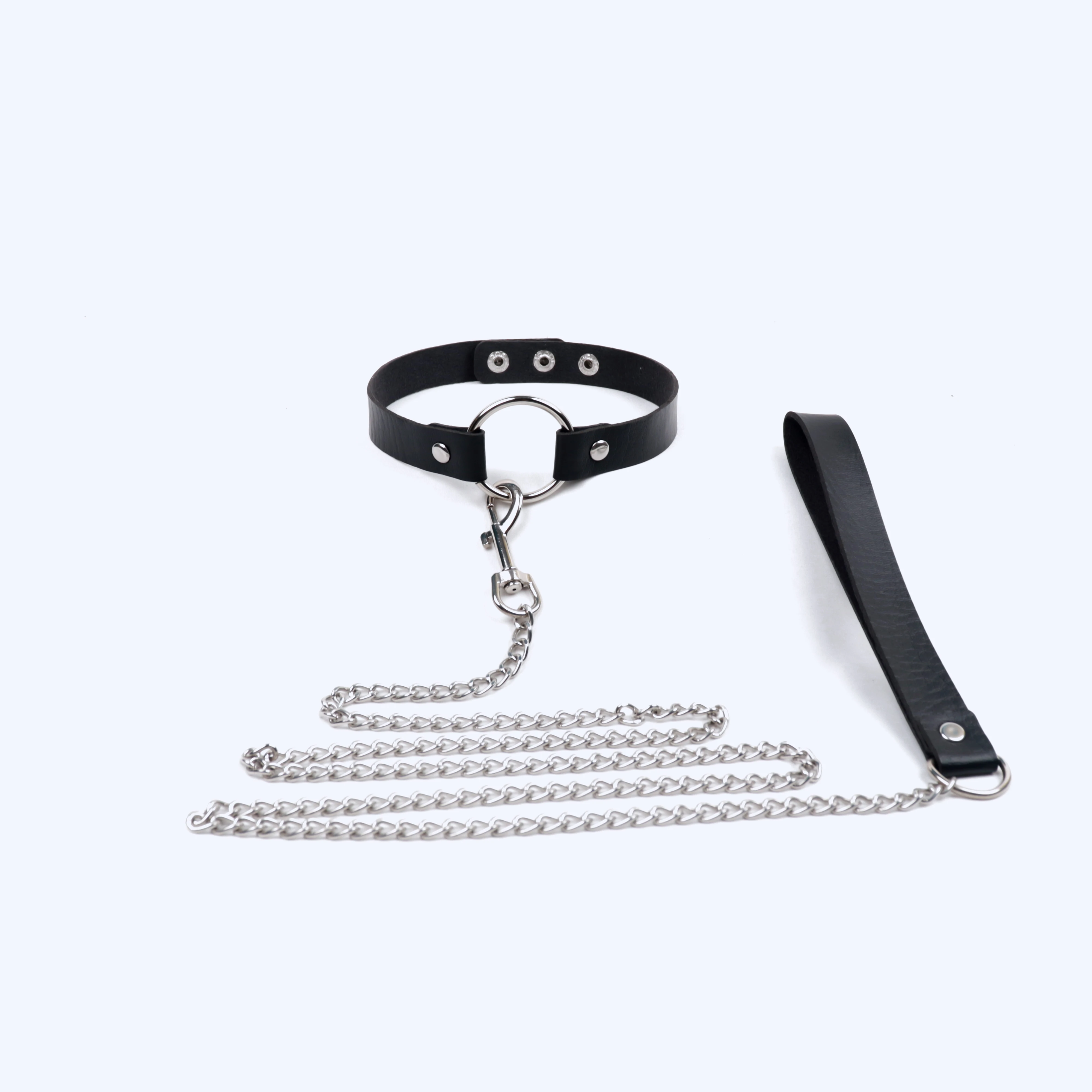 Erotic Leather Bondage Strap of Bdsm Restraint Collar with Metal Chain for Men Women Slave Role Play Traction Flirting_voghion.com