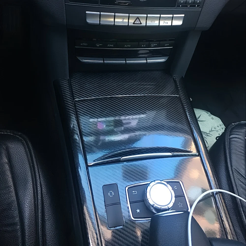 자동차 스타일링 탄소 섬유 자동차 인테리어 센터 콘솔 색상 변경 몰딩 스티커 데칼 메르세데스 벤츠 E 클래스 W212 2014-15