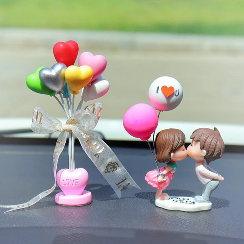 Cartoon Couples Car Decoration Model Cute Figure Figurines Balloon