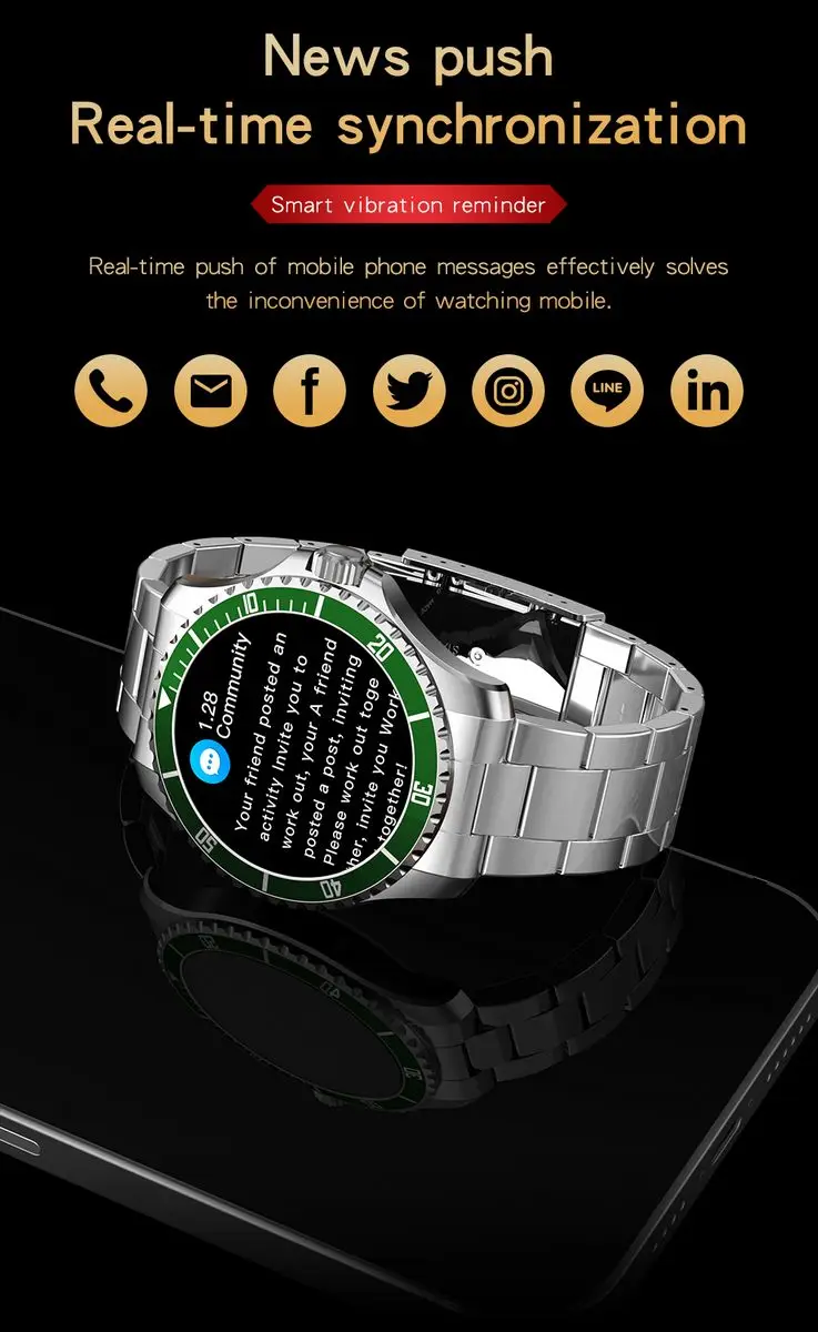 2022 New Smart Green Watch for Men Business Fashion Movement Heart Rate Fitness IP68 Smart Bracelet for Xiaomi Phone Android IOS