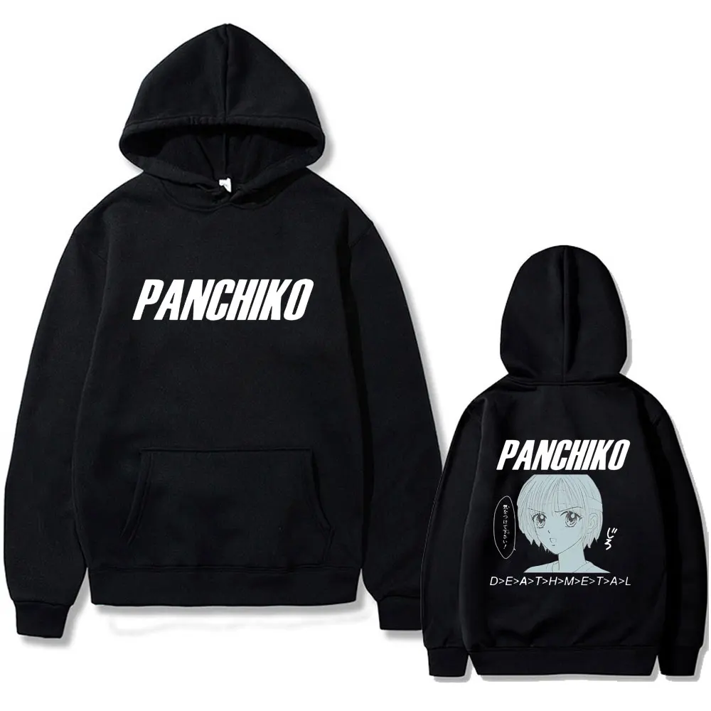 

Толстовка Мужская/Женская в готическом стиле, Повседневный пуловер с капюшоном, в стиле 90-х годов, с графическим принтом, в стиле «DEATHMETAL», рок-группа Panchiko