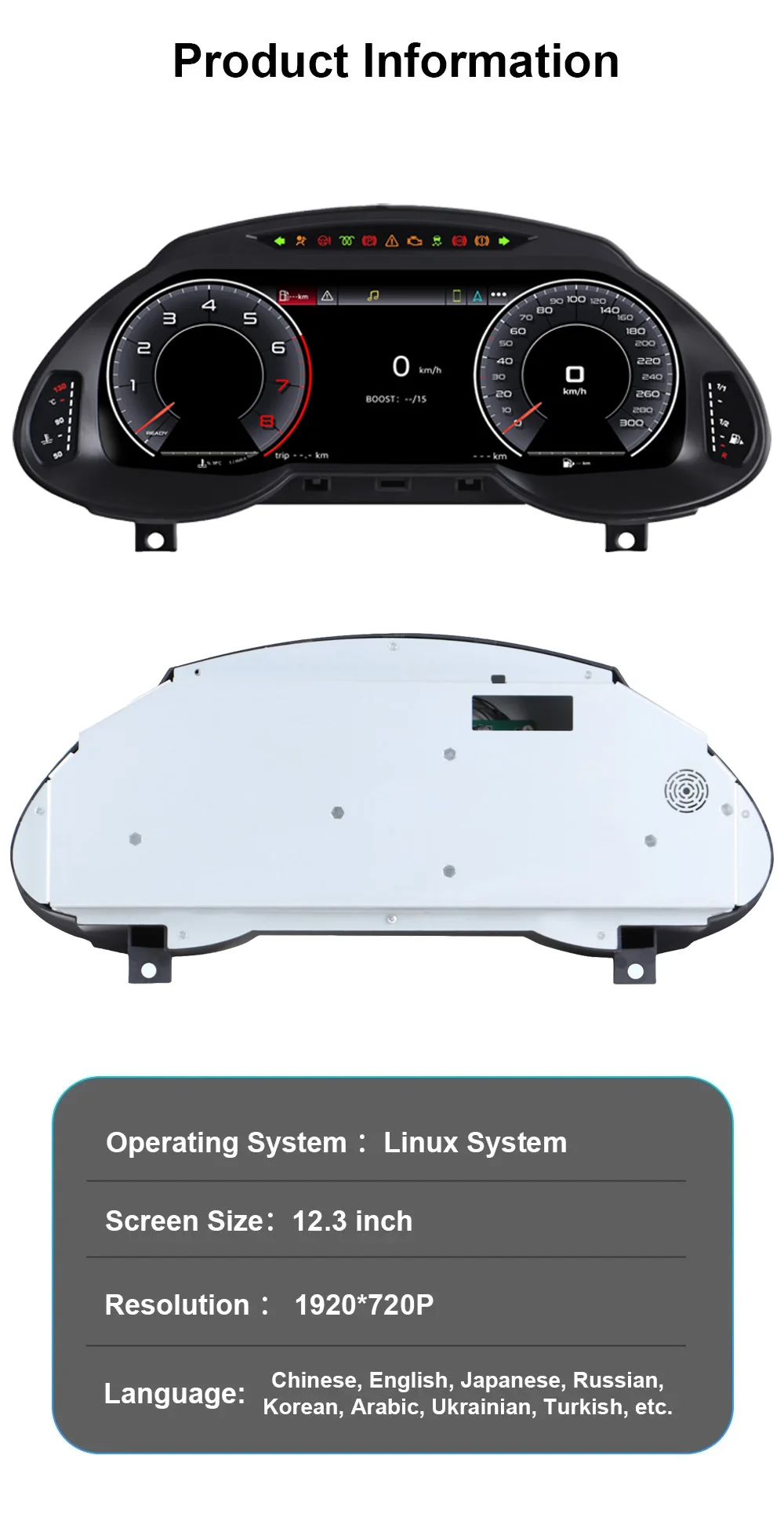 Digital Instrument Cluster Display Suitable For Audi Q5 2009-2018 Wireless CarPl