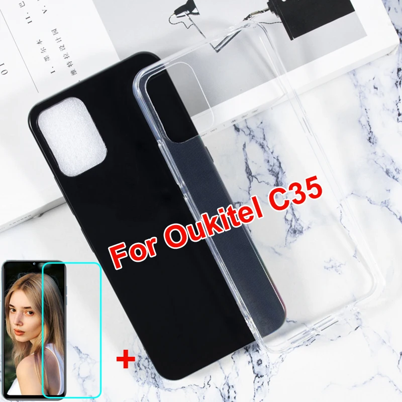 

Защитное стекло 2 в 1 для Oukitel C35 чехол, Силиконовый противоударный мягкий прозрачный чехол из ТПУ для телефона Oukitel C36, закаленное стекло